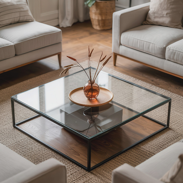 Rechthoekig glazen tafelblad transparant