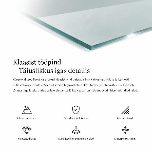 Rechthoekig glazen tafelblad transparant