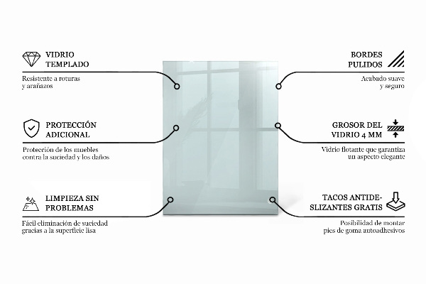 Rechthoekig glazen tafelblad transparant