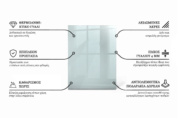 Rechthoekig glazen tafelblad transparant