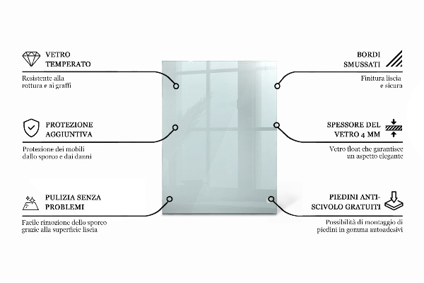 Rechthoekig glazen tafelblad transparant