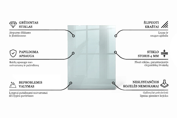 Rechthoekig glazen tafelblad transparant