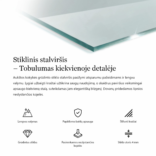 Rechthoekig glazen tafelblad transparant