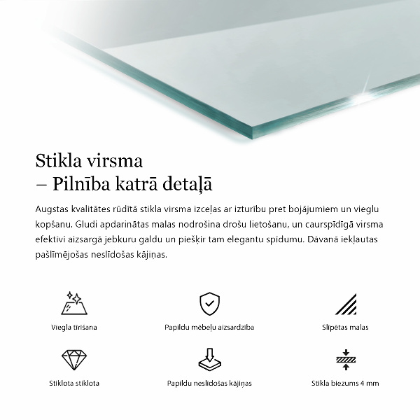 Rechthoekig glazen tafelblad transparant