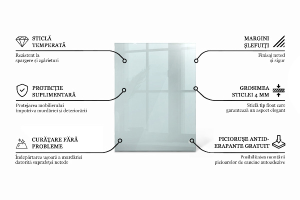 Rechthoekig glazen tafelblad transparant