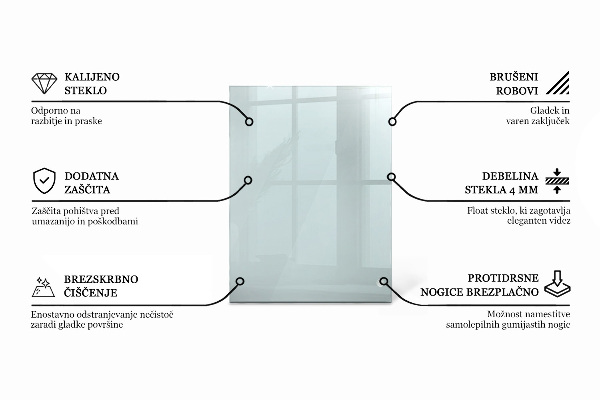 Rechthoekig glazen tafelblad transparant