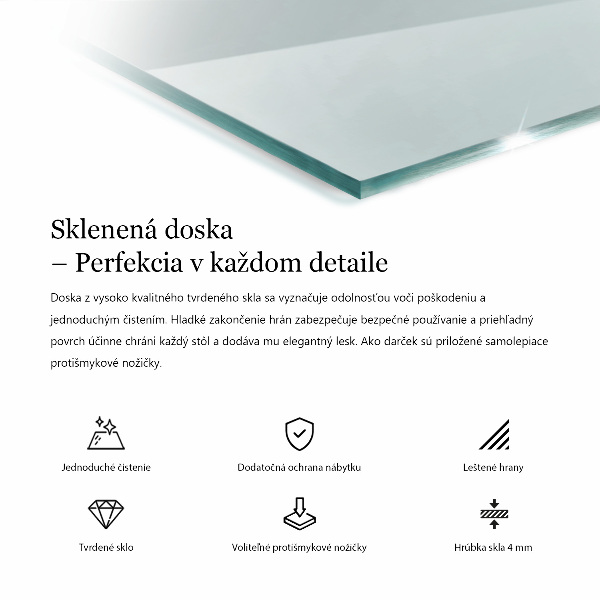 Rechthoekig glazen tafelblad transparant