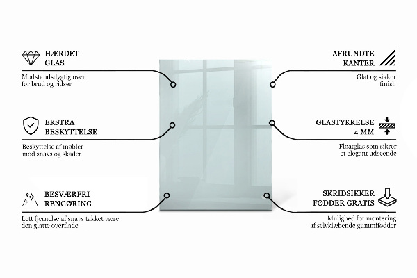 Rechthoekig glazen tafelblad transparant