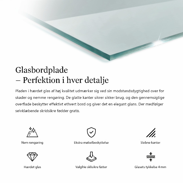 Rechthoekig glazen tafelblad transparant