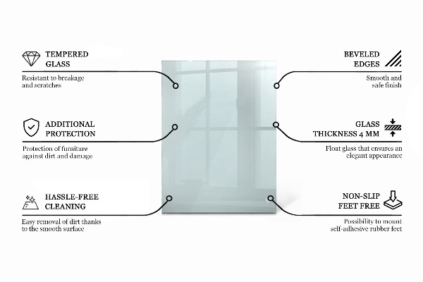 Rechthoekig glazen tafelblad transparant