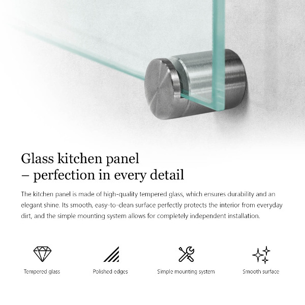 Glazen achterwand keuken transparant 140x70 cm